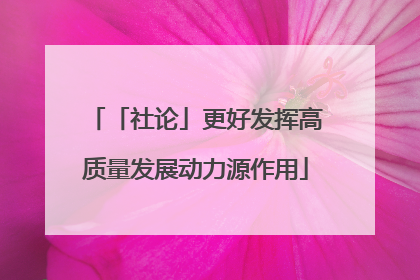 「社论」更好发挥高质量发展动力源作用