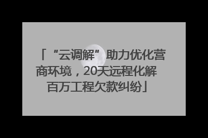 “云调解”助力优化营商环境，20天远程化解百万工程欠款纠纷