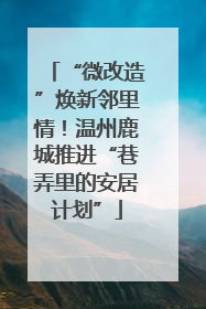 “微改造”焕新邻里情！温州鹿城推进“巷弄里的安居计划”