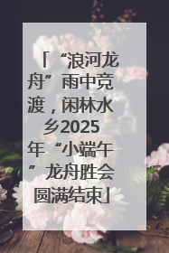 “浪河龙舟”雨中竞渡，闲林水乡2025年“小端午”龙舟胜会圆满结束