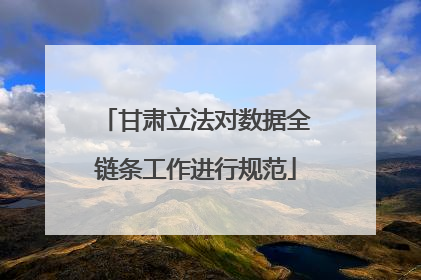 甘肃立法对数据全链条工作进行规范