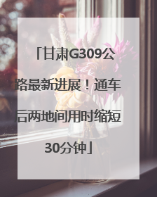 甘肃G309公路最新进展！通车后两地间用时缩短30分钟