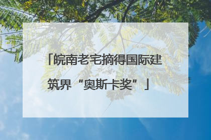 皖南老宅摘得国际建筑界“奥斯卡奖”