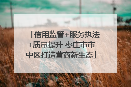 信用监管+服务执法+质量提升 枣庄市市中区打造营商新生态