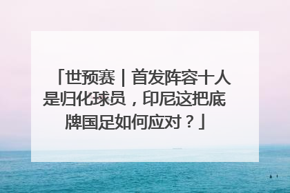 世预赛｜首发阵容十人是归化球员，印尼这把底牌国足如何应对？