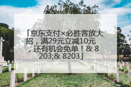 京东支付×必胜客放大招，满29元立减10元，还有机会免单！& 8203;& 8203