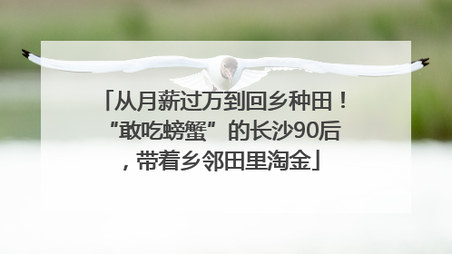 从月薪过万到回乡种田！“敢吃螃蟹”的长沙90后，带着乡邻田里淘金