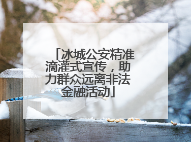 冰城公安精准滴灌式宣传，助力群众远离非法金融活动