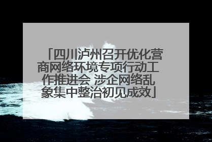 四川泸州召开优化营商网络环境专项行动工作推进会 涉企网络乱象集中整治初见成效