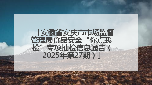 安徽省安庆市市场监督管理局食品安全“你点我检”专项抽检信息通告（2025年第27期）