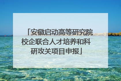 安徽启动高等研究院校企联合人才培养和科研攻关项目申报