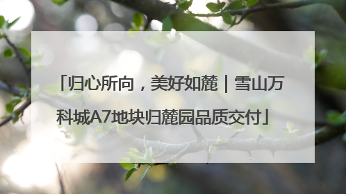 归心所向，美好如麓｜雪山万科城A7地块归麓园品质交付