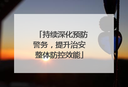 持续深化预防警务，提升治安整体防控效能