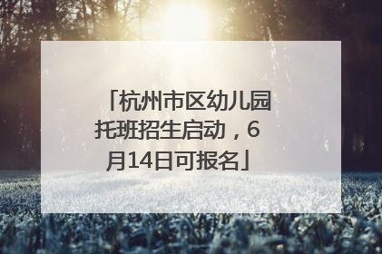 杭州市区幼儿园托班招生启动，6月14日可报名