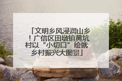 文明乡风浸润山乡！广信区田墩镇黄坑村以“小切口”绘就乡村振兴大图景