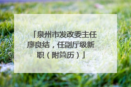 泉州市发改委主任廖良结，任副厅级新职（附简历）