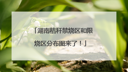 湖南秸秆禁烧区和限烧区分布图来了！