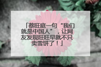 蔡旺庭一句“我们就是中国人”，让网友发现旺旺早就不只卖雪饼了！