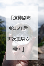 这种剧毒蛇15年后再次现身安徽！