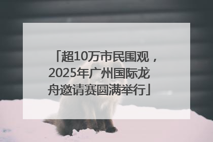 超10万市民围观，2025年广州国际龙舟邀请赛圆满举行