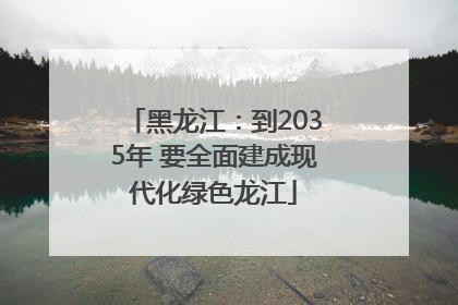 黑龙江：到2035年 要全面建成现代化绿色龙江